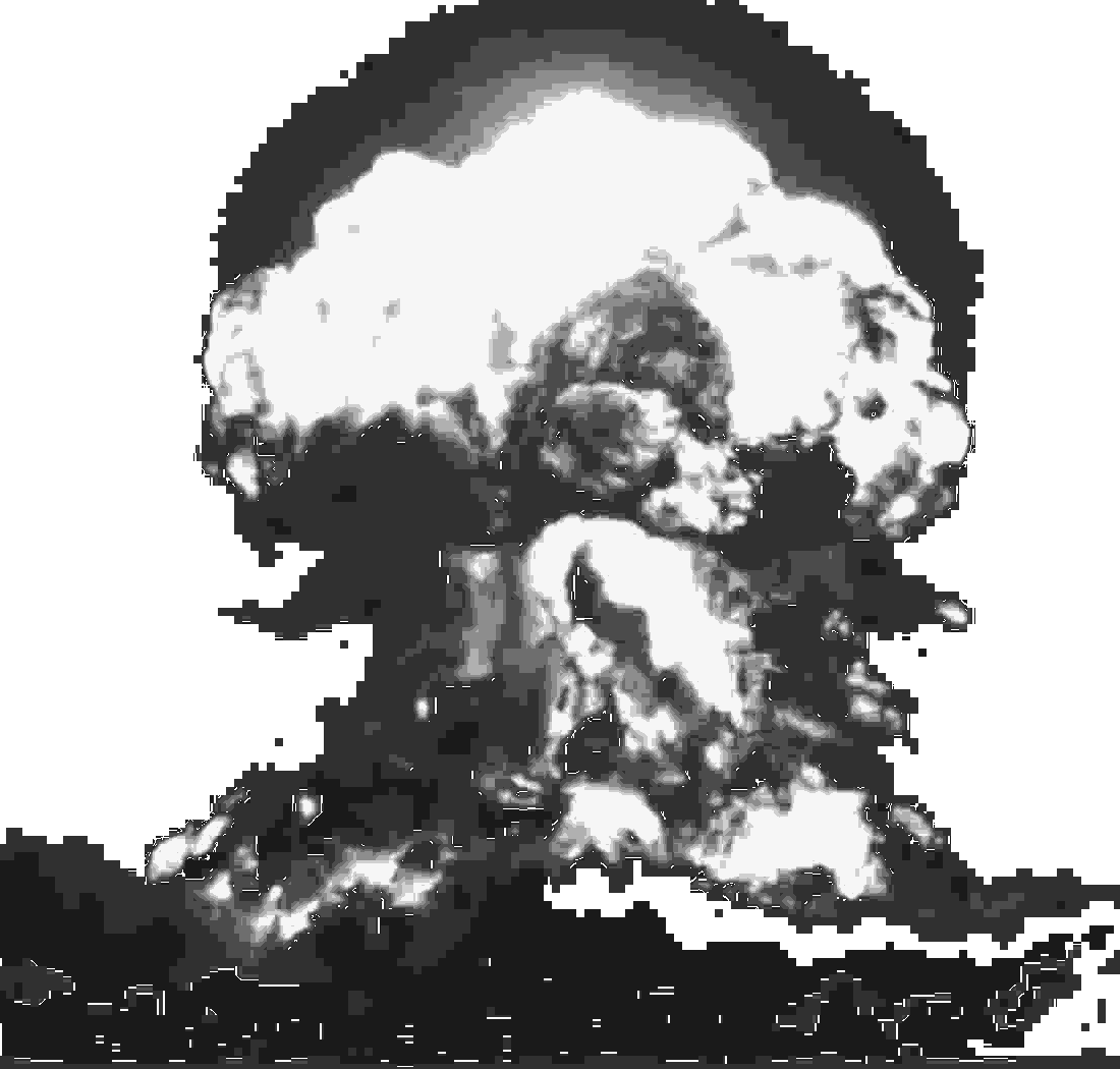 A bigass nuclear explosion, mushroom cloud and all.