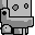 A robot from “Scribblenauts”, with dead, grey eyes, and a hinged jaw.