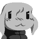 An image of a chunky Mimigia, a rabbit-like species from “Cave Story”, with a small smile and a puffy vest.